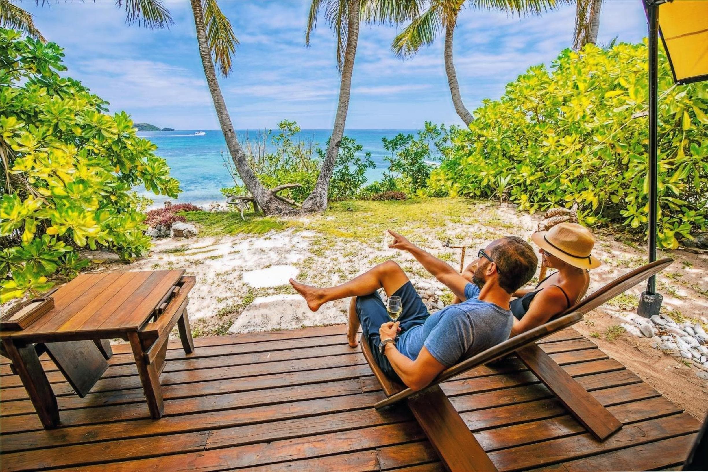 Beachfront Safari Bure at Barefoot Kuata Island Resort