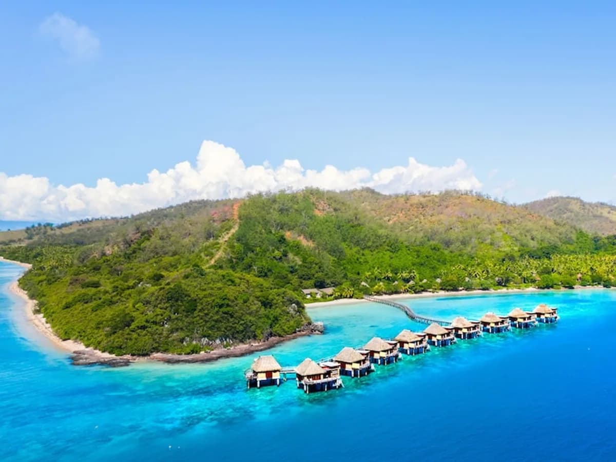 A Mamanuca island resort surrounded by lagoon and reef