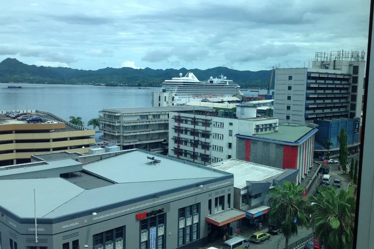 Suva’s waterfront and city buildings on Viti Levu