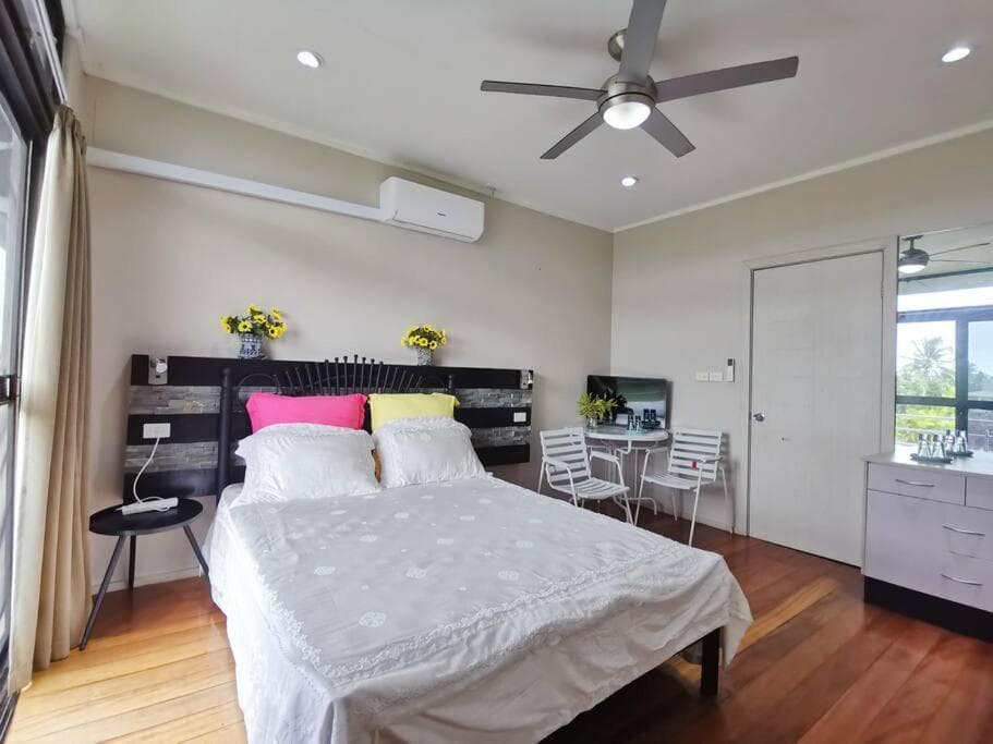Double Room With Private Bathroom at Master Bedroom in Shared Cozy River View Pool Apartment